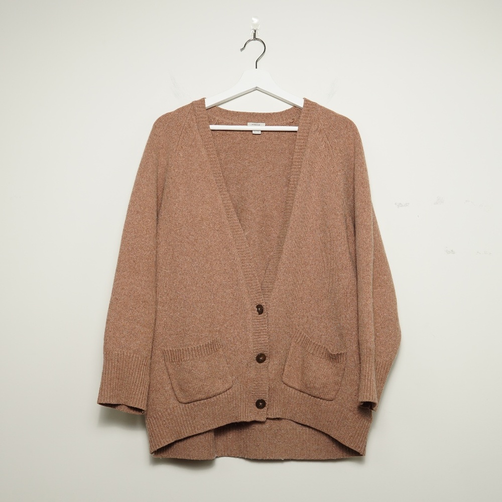 Fossil Women's Button Up V Neck Tan Cardigan